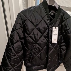 Zara Quilted cropped bomber jacket